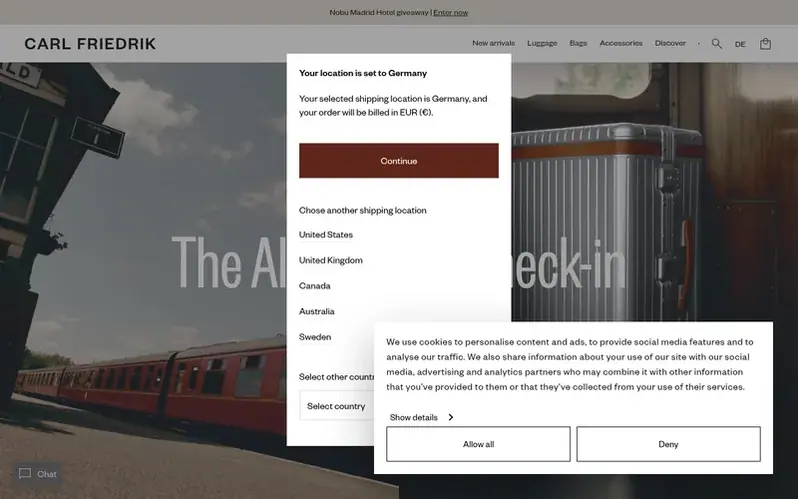 Screenshot of the Carl Friedrik homepage